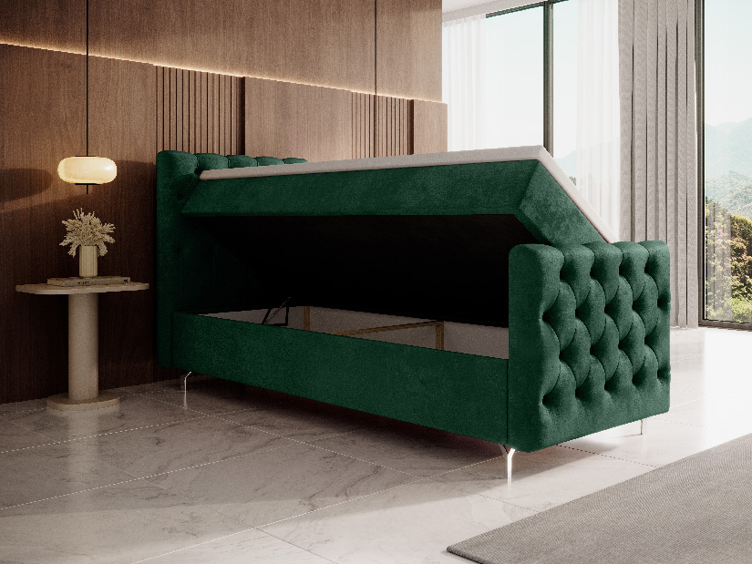 Jednostruki krevet 90 cm Clinton Bonell (smaragdna) (s podnicom, s prostorom za odlaganje)