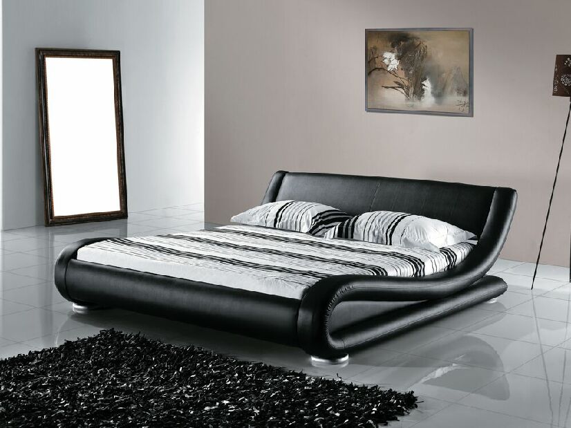 Bračni krevet 140 cm AVENUE (s podnicom) (crna)