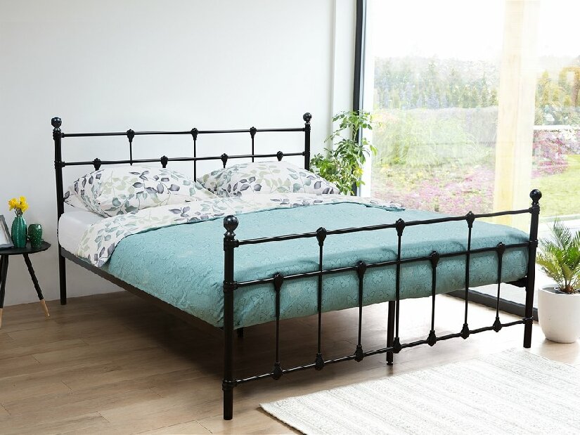Bračni krevet 160 cm LUXO (s podnicom) (crna)