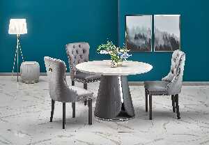 Blagovaonski stol Rendall (bijeli mramor + siva)
