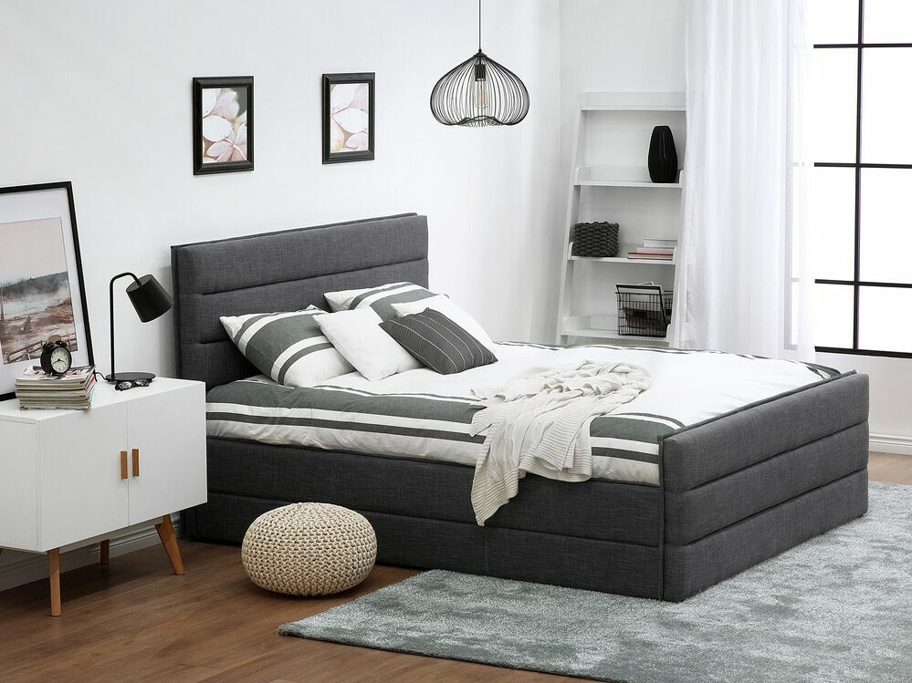 Bračni krevet 160 cm VALDO (s podnicom) (tamno siva)