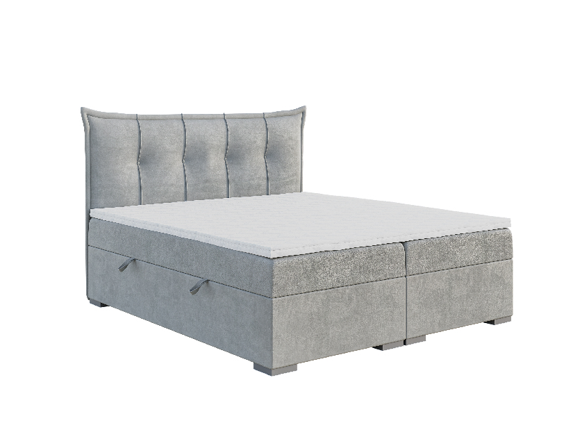 Bračni krevet Boxspring 180 cm Mirage (svijetlo siva) (s madracem i prostorom za odlaganje)