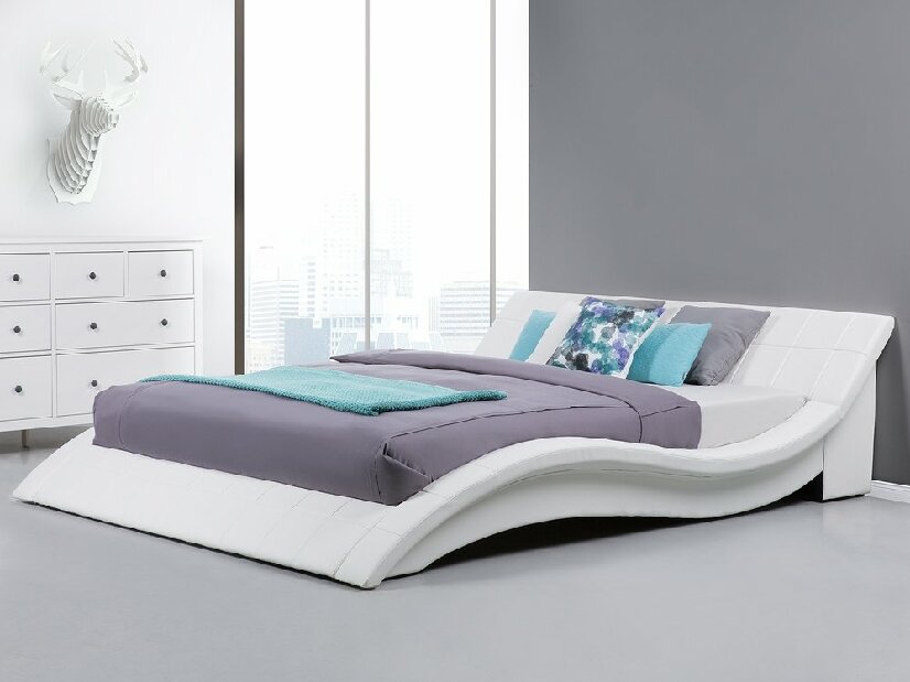 Bračni krevet 180 cm VICHA (s podnicom) (bijela)