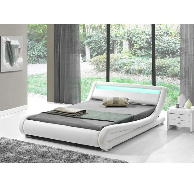Bračni krevet 180 cm Fanil (S podnicom i LED) (bijela) *rasprodaja