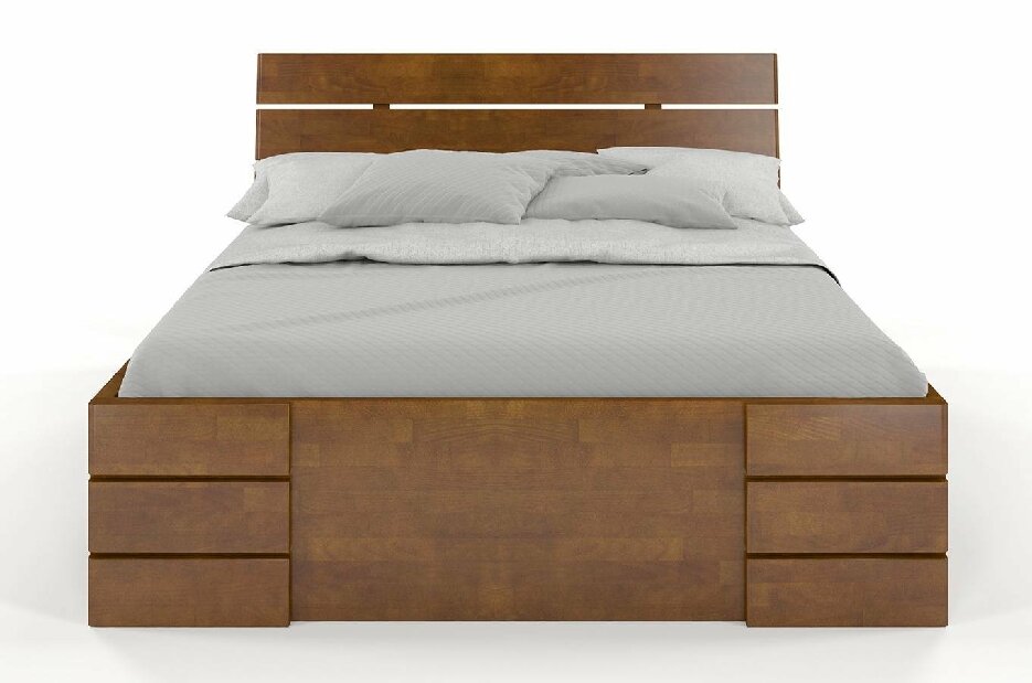 Bračni krevet 160 cm Naturlig -Lorenskog High Drawers (bukva)