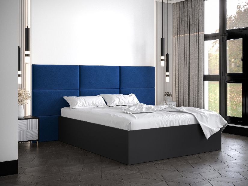 Bračni krevet s tapeciranim uzglavljem 160 cm Brittany 2 (crna mat + plava) (s podnicom)