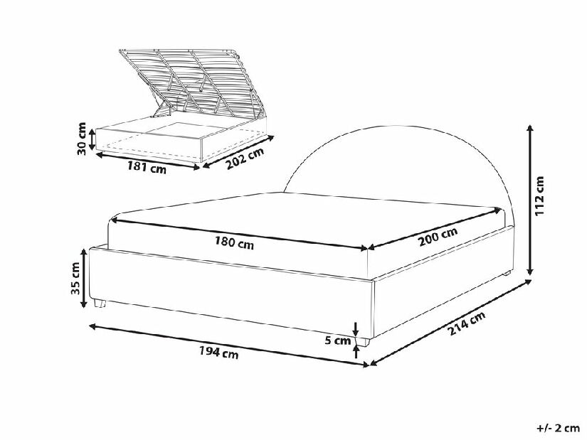 Bračni krevet 180 cm Verena (svijetlosmeđa) (s podnicom i prostorom za odlaganje)