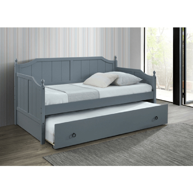 Jednostruki krevet s dodatnim ležajem 90 cm Byrma (siva) (s podnicama) 