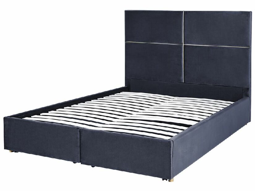 Bračni krevet 140 cm Vissarion (crna) (s podnicom i prostorom za odlaganje)