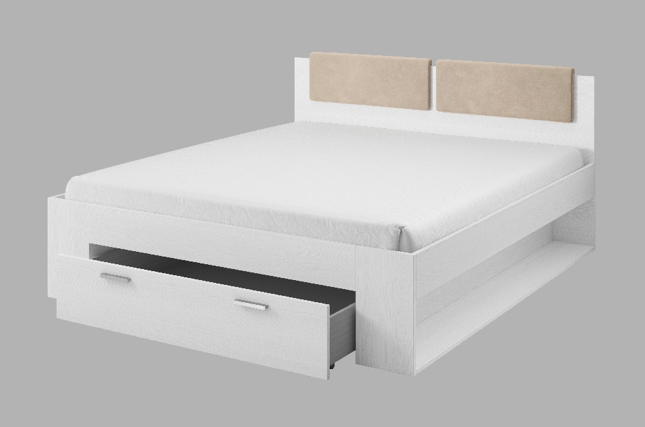 Bračni krevet 160 cm Afrodita tip 51 (s s prostorom za odlaganje) (bijeli pepo)
