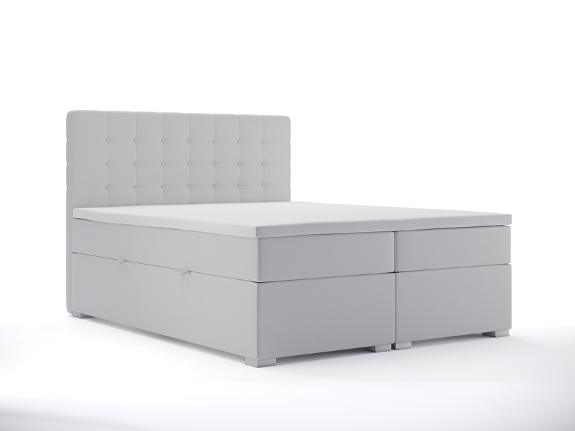 Bračni krevet Boxspring 140 cm Clady (bijela ekokoža) (s prostorom za odlaganje)