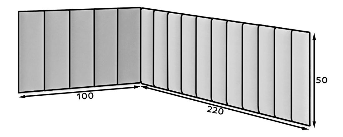 Set 16 tapeciranih panela Quadra 100x220x50 cm (tamnosiva)