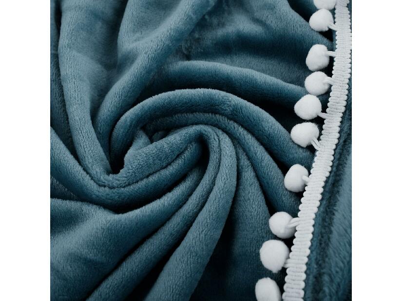 Plišana deka s pomponima 130x150 cm Akro (plava)