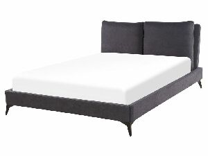 Bračni krevet 160 cm MELIA (poliester) (tamno siva) (s podnicom)