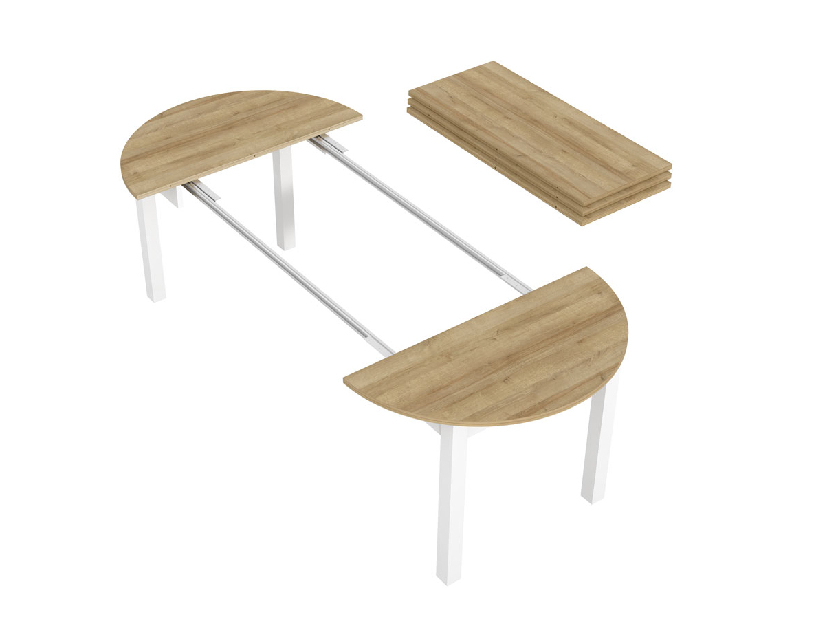 Blagovaonski stol Isiah 02 (hrast riviera + bijela) (za 4 do 8 osoba)