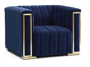 Fotelja Vonda (mornarsko plava + zlatna)
