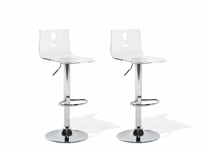 Set barskih stolica 2 kom. Bozen (prozirna) (bijela plastika)