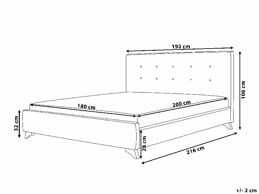 Bračni krevet 180 cm AMBRE (s podnicom) (bež)