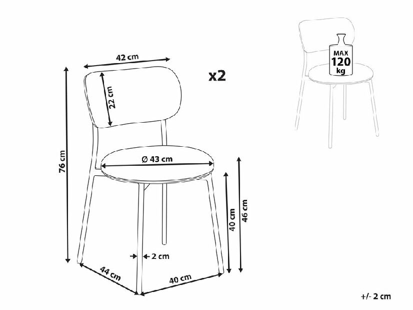 Set blagovaonskih stolica (2 kom.) Cola (siva)