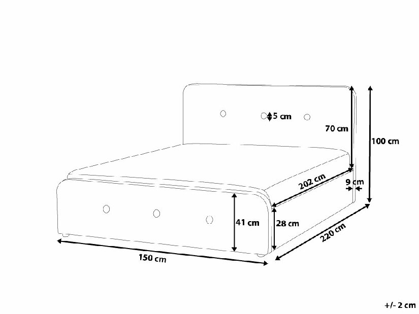 Bračni krevet 140 cm ROME (s podnicom i prostorom za odlaganje) (siva)