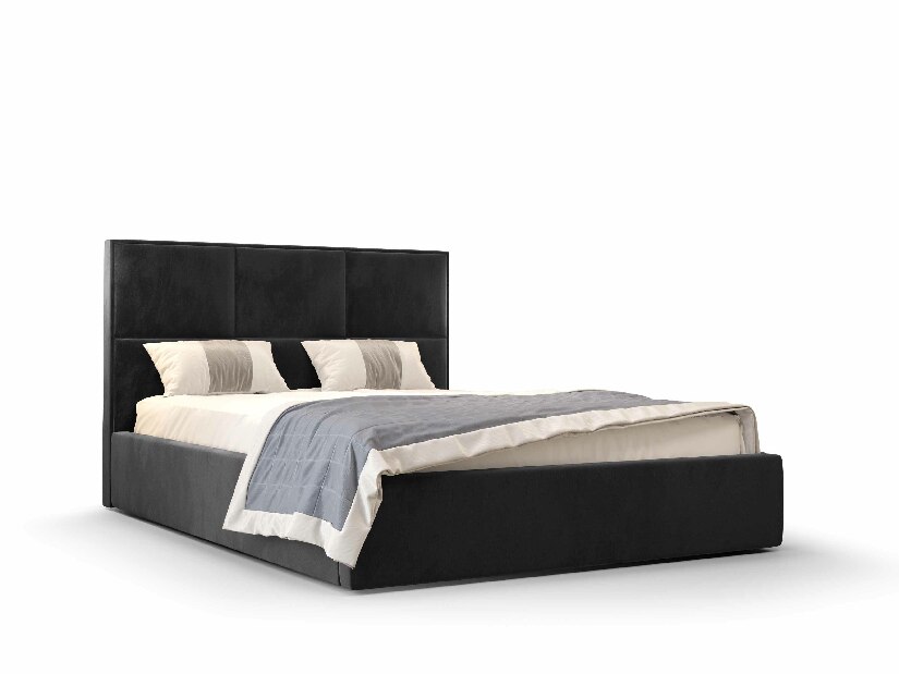 Bračni krevet 160 cm Elna (crna) (s podnicom i prostorom za odlaganje)