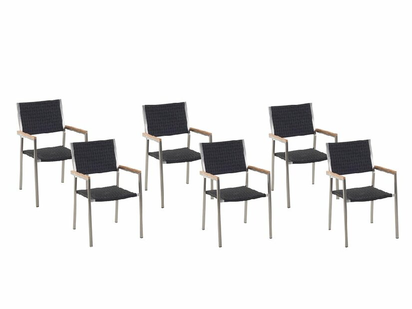 Set stolica 6 kom. Grosso (crna) (ratan)