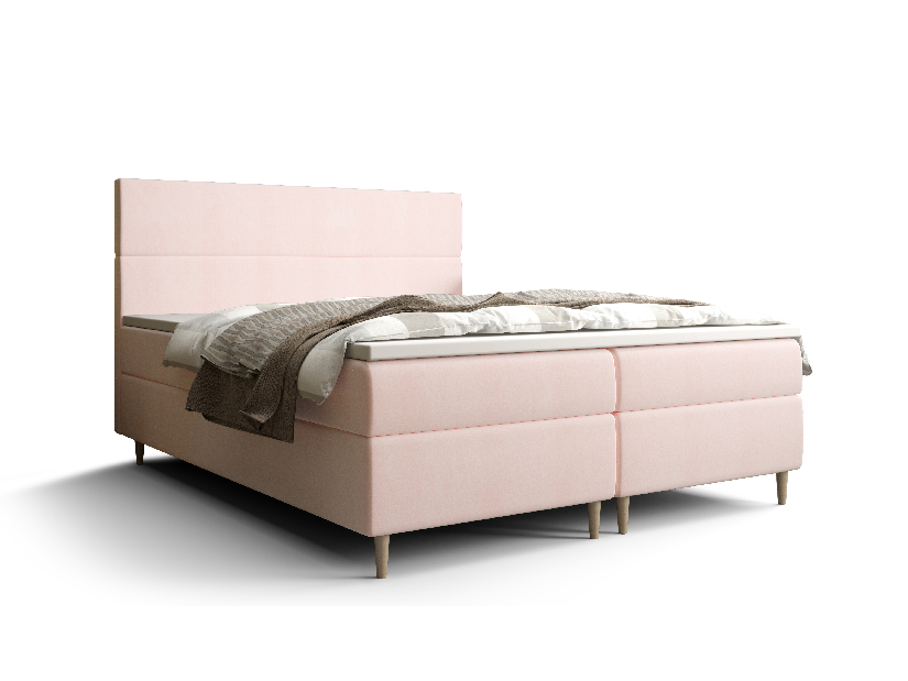 Bračni krevet Boxspring 160 cm Flu (svijetloružičasta) (s madracem i prostorom za odlaganje)