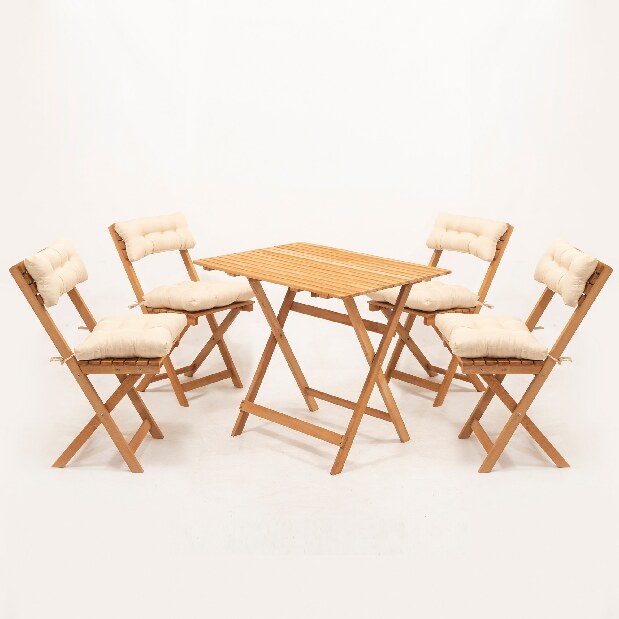 Vrtni set stol i stolice (5 komada) Meow (prirodna + krem)