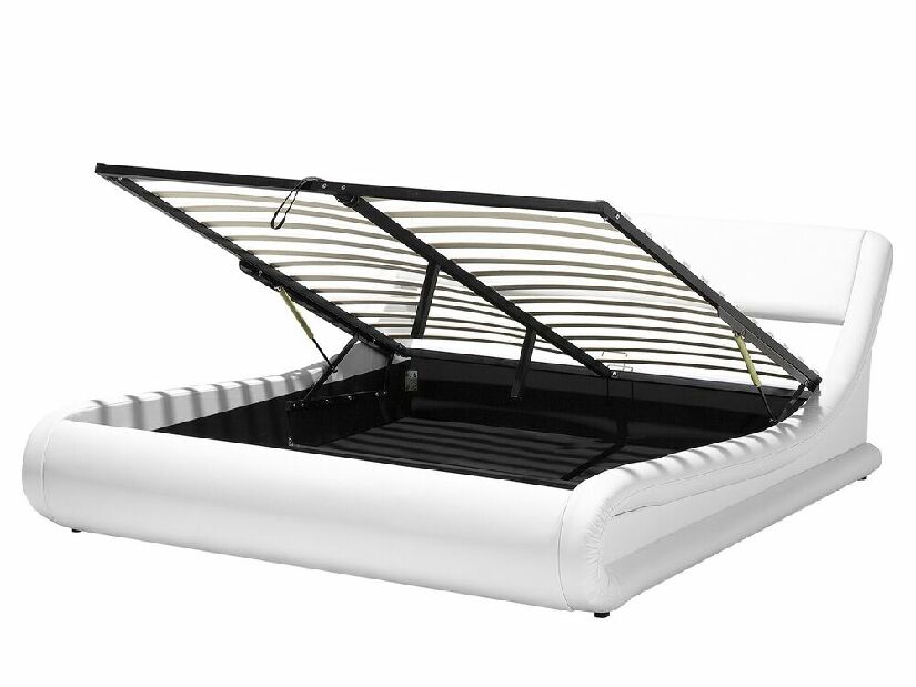 Bračni krevet 160 cm AVENUE (s podnicom i prostorom za odlaganje) (bijela)