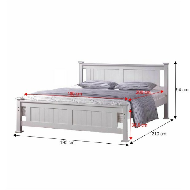 Bračni krevet 180 cm Lycoris (s podnicom) (bijela) *outlet, moguća oštećenja