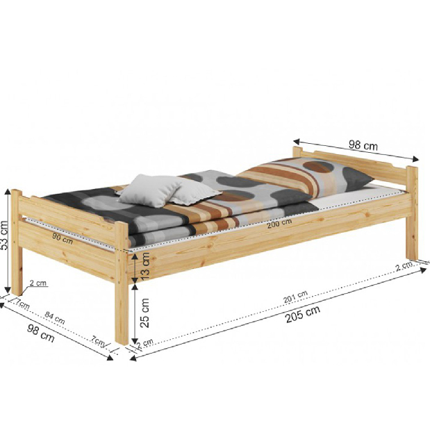 Jednostruki krevet 90 cm Lipo (prirodna)