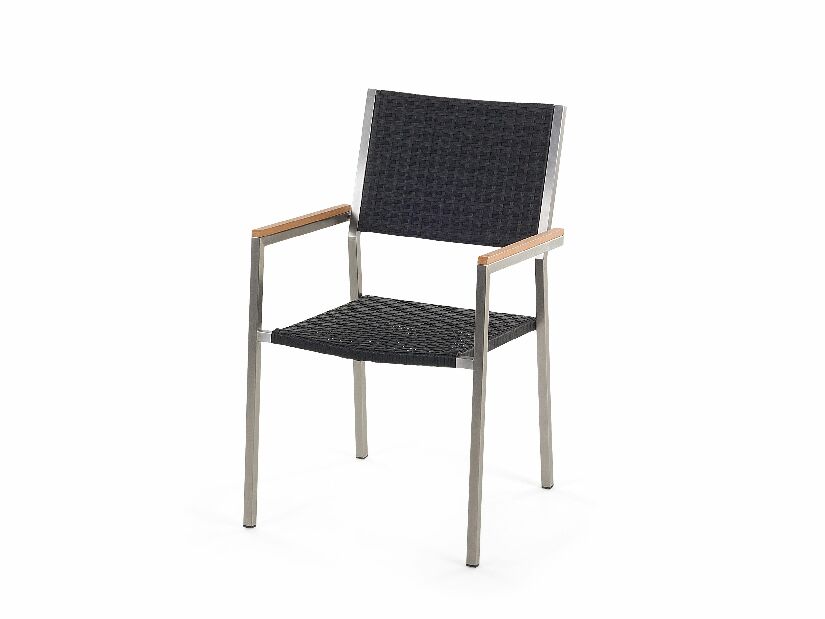 Vrtni set GROSSO (hrast) (laminat HPL) (crne stolice od ratana) (za 6 osoba)