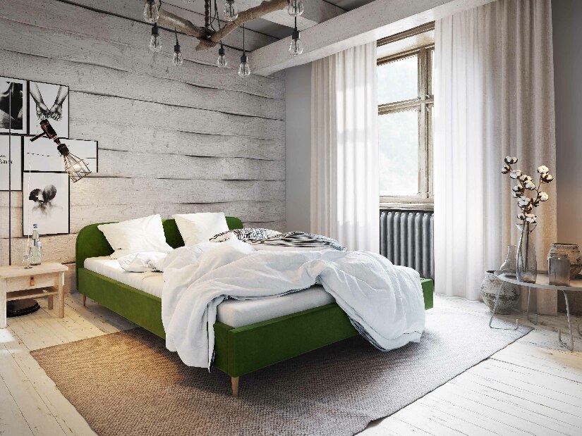 Bračni krevet 140 cm Lon (maslinasto zelena) (bez podnice i prostora za odlaganje)