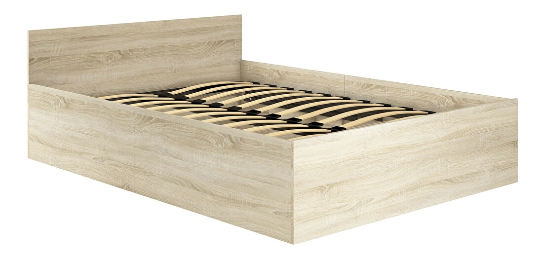 Bračni krevet Cosimo II (hrast sonoma) (s podnicom i prostorom za odlaganje)