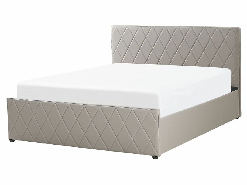Bračni krevet 160 cm ROFARIO (siva) (umjetna koža) (s podnicom i prostorom za odlaganje)