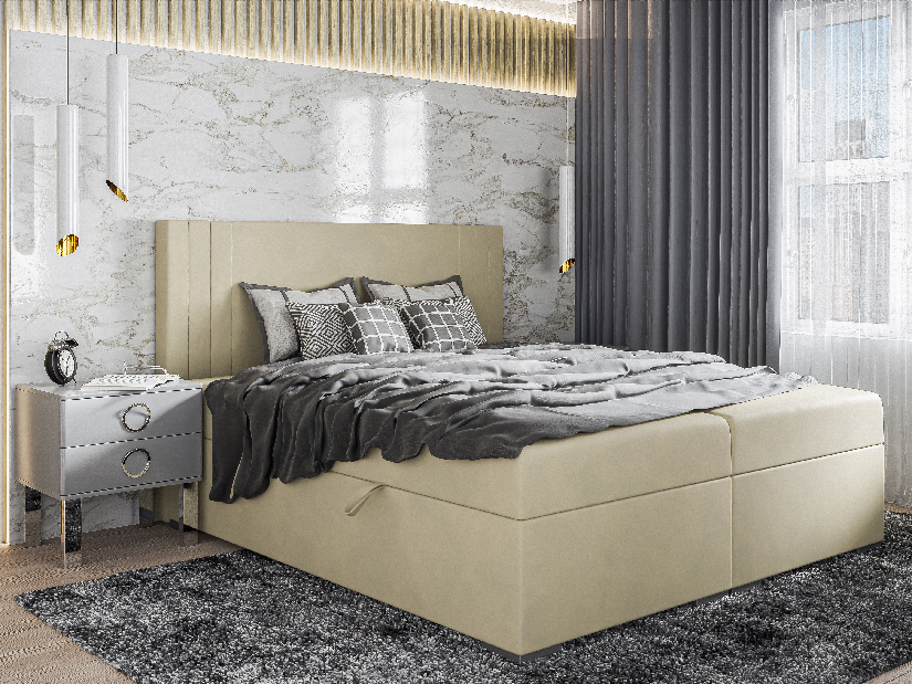 Bračni krevet Boxspring 180 cm Morcano (žuta) (s prostorom za odlaganje)