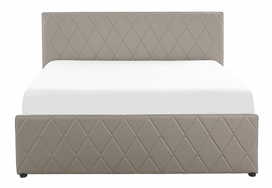 Bračni krevet 160 cm ROFARIO (siva) (umjetna koža) (s podnicom i prostorom za odlaganje)