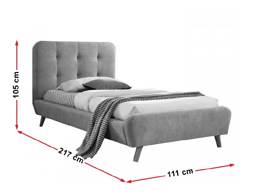 Jednostruki krevet 90x200 cm Temika (siva) (s podnicom)