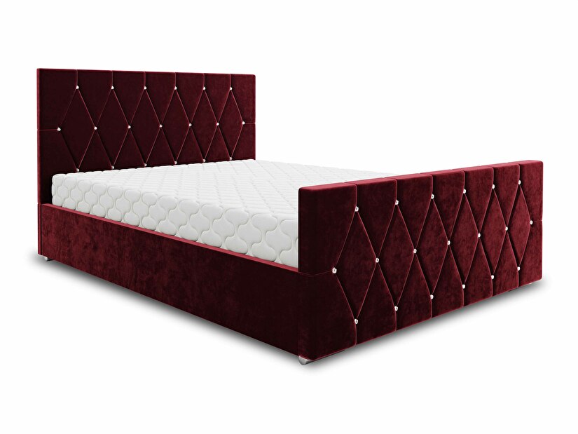 Bračni krevet 180 cm Illa (bordo) (s podnicom i prostorom za odlaganje)