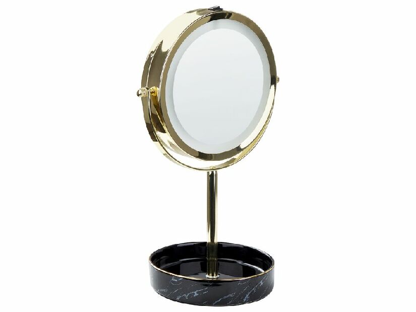 Kozmetičko ogledalo Shevaun (zlatna + crna) (s LED rasvjetom)