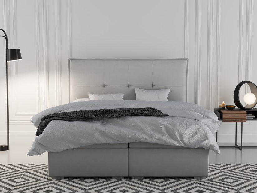 Bračni krevet Boxspring 160 cm Carla (svijetlo siva)(s prostorom za odlaganje)