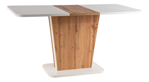 Blagovaonski stol na razvlačenje 110-145 cm Caridad (bijela mat + hrast wotan) (za 4 do 6 osoba)