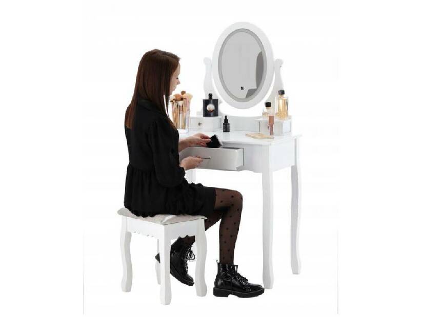 Toaletni stolić s tabureom Sophiina (s LED rasvjetom) (bijela)