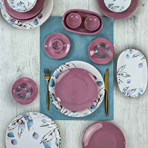 Set za doručak (50 Pieces) Halika (ružičasta + bijela +  plava)