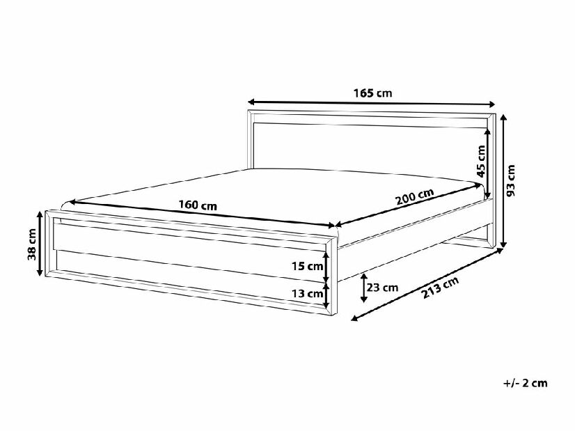 Bračni krevet 160 cm GIACOMO (s podnicom) (tamno drvo)
