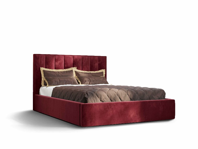 Bračni krevet 140 cm Ocie (bordo) (s podnicom i prostorom za odlaganje)