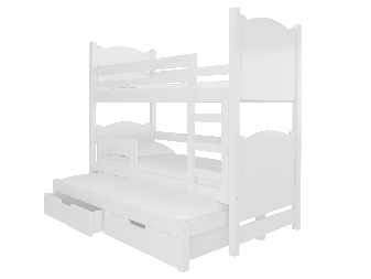 Dječji krevet na kat 180x75 cm Lukrécia (s podnicom i madracem) (bijela)