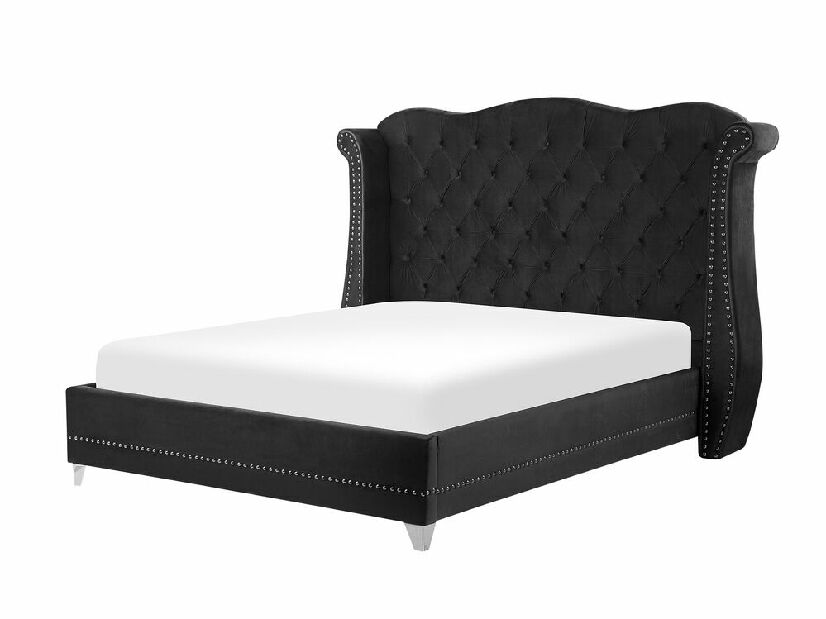 Bračni krevet 160 cm ATREY (poliester) (crna) (s podnicom)