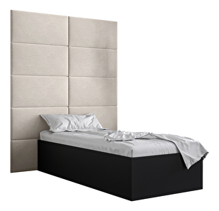 Jednostruki krevet s tapeciranim uzglavljem 90 cm Brittany 1 (crna mat + krem) (s podnicom)