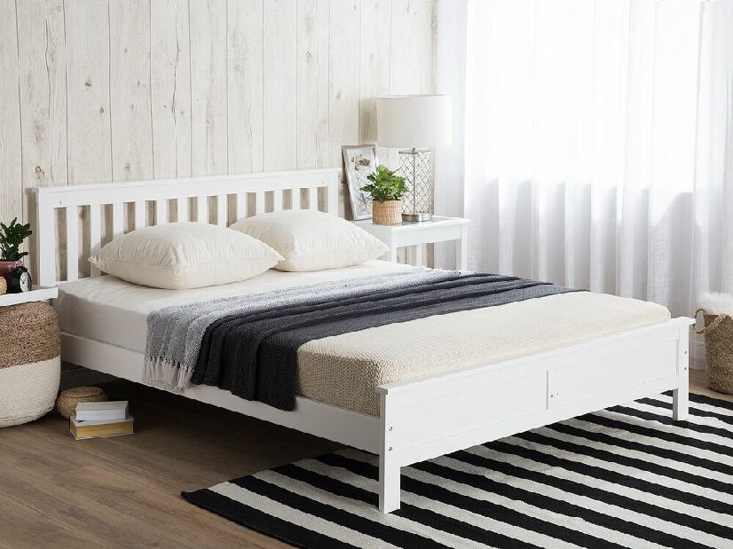 Bračni krevet 140 cm MAYA (s podnicom) (bijela)